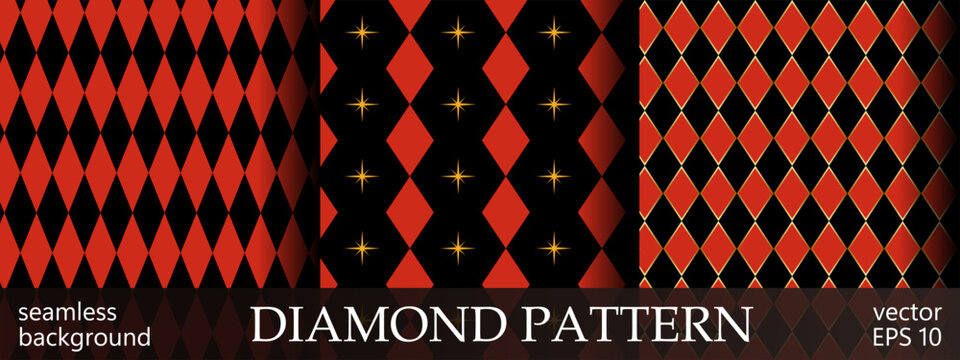 Pattern simple christmas with diamond circus vintage and background carnival star. Seamless texture vector with triangle geometric century and black jester retro. Circus tartan pattern.