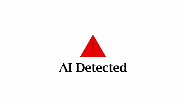  Animated AI Detected Warning Animation  in 4K animation with alpha channel  Alert Icon with  Screen, Pulsing Caution Sign on transparent background 