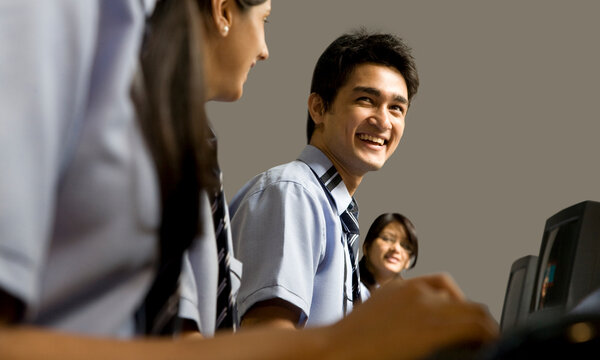 Portrait of a student in a computer lab 