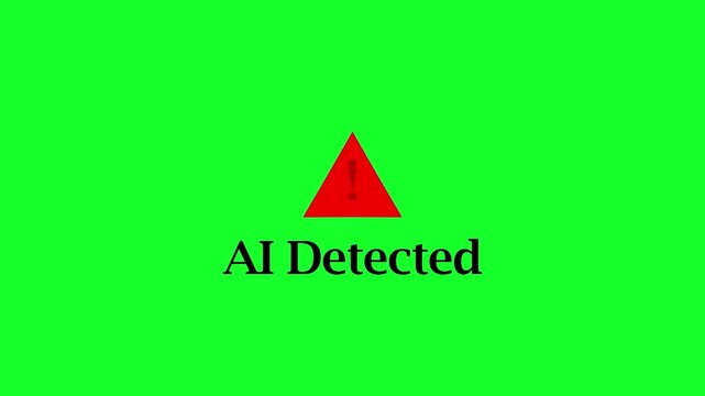  Animated AI Detected Warning Animation  in 4K animation with alpha channel  Alert Icon with  Screen, Pulsing Caution Sign on transparent background 