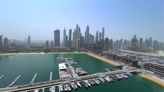 Aerial view of Emaar Beachfront surrounded by Dubai&rsquo;s coastline.