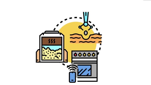 Illustration depicting concepts of accessible staff scheduling, inclusive work processes, and smart home appliance control for a modern, barrier free environment