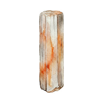 Watercolor illustration of a bismuth crystal, vibrant iridescent geometric mineral art