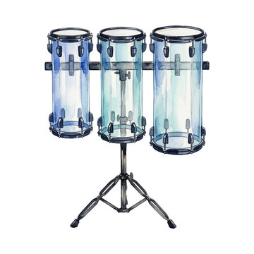 Watercolor Illustration of Three Octobans Drum Set