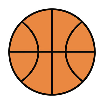Minimalist monoline basketball with clean black outlines on a white background sports and fitness concept
