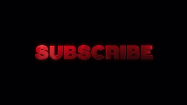 Animated Red Subscribe Text on Transparent Background