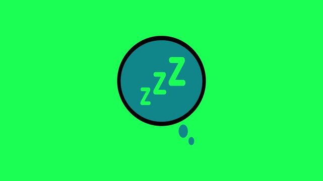 Cartoon sleep bubble with zzz letters on vibrant green background