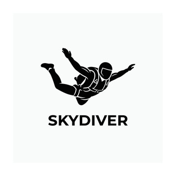 Skydiver Silhouette Logo Design With Text