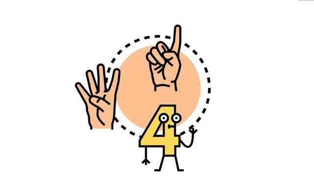 Hands finger counting and a cute number character symbolizing fundamental numerical skills and learning mathematics concepts