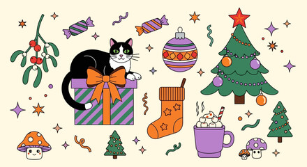 Fototapeta premium Charming and whimsical flat vector illustration featuring a stylized scene with playful characters, nature elements, and vibrant colors on a white background for graphic design projects.