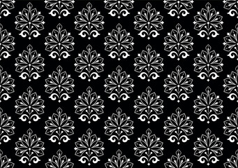 Fototapeta premium Flower geometric pattern. Seamless vector background. White and black ornament.