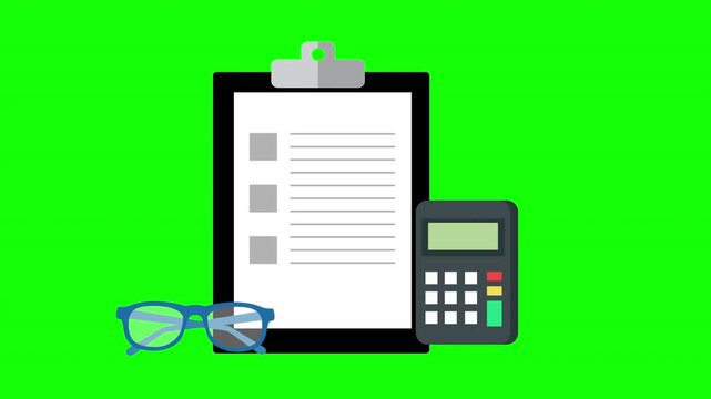 Clipboard with Calculator and Eyeglasses Representing Accounting, Financial Analysis, Budget Planning, Documentation and Office Administration
