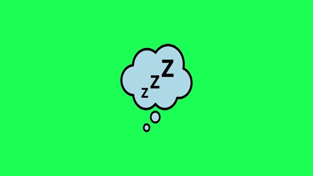 Dreaming thought bubble with zzz letters on bright green background