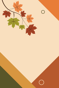 Autumn leaves falling on geometric background design