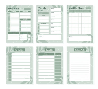 Daily Weekly Monthly planner templates set