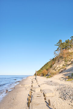 Scenic beach on the Baltic Sea coast in Miedzyzdroje, Poland