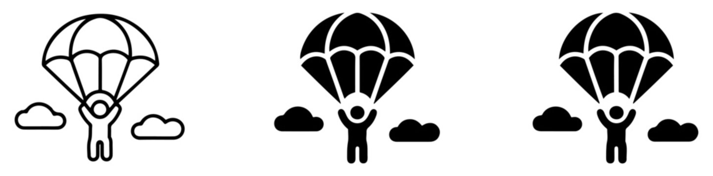 skydiving parachute adventure icon set