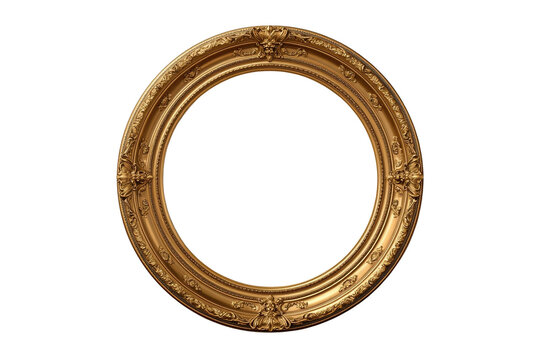 Classic circular gold picture frame with carved decoration