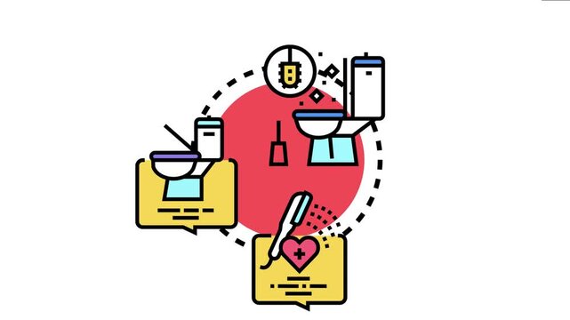 Bathroom sanitization service concept presenting professional cleaning solutions, promoting hygiene, and protecting health in lavatories and restrooms