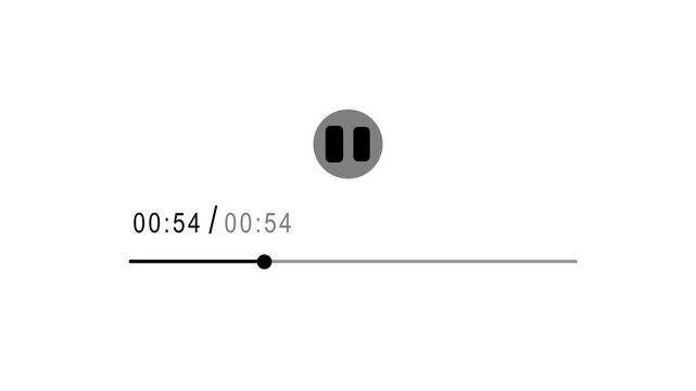 audio music player button interface with transparent background, play back on music application, Music timeline or video track player in 4k animation with alpha.