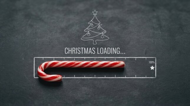 Christmas Loading Progress Bar with Candy Cane