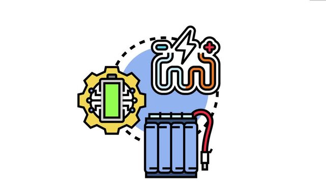 Battery backup system depicting power storage, electricity flow, and energy management for continuous operation during outages or critical situations