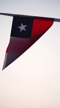 Chilean national flag waving in the wind, representing national pride, Chilean identity and patriotic celebration. Ideal for Chile&rsquo;s Fiestas Patrias, September national celebrations.