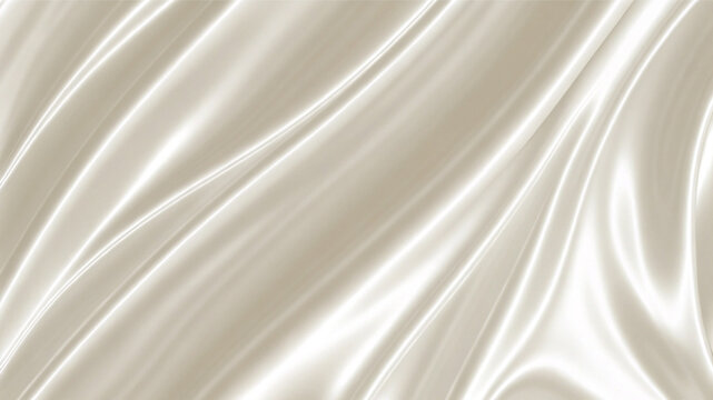 Elegant ivory satin fabric background with soft flowing folds and smooth glossy texture, ideal for luxury branding, beauty, wedding, fashion, packaging and premium design.