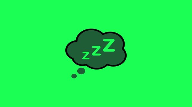Dreaming thought bubble with sleep symbols on a vibrant green background