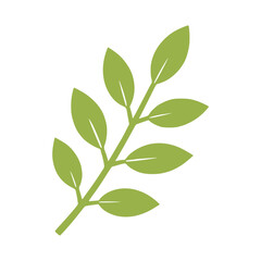 Fototapeta premium Green Branch With Multiple Small Leaves Flat Icon