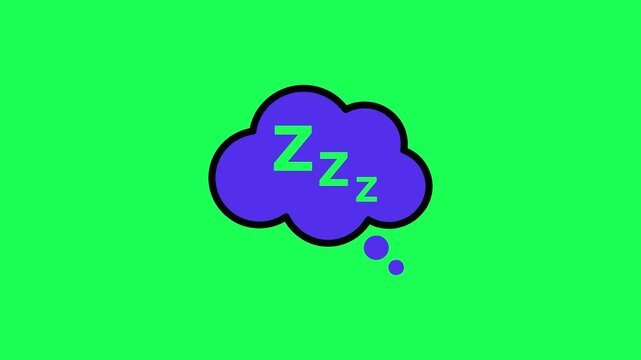 Dreaming thought bubble illustration with sleep lettering on bright green