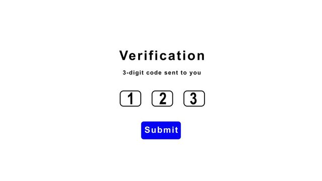 Verification 3 code, Verification Required, 123 number with timer expiring, symbolizing authentication and security verification process, seamless loop 4k