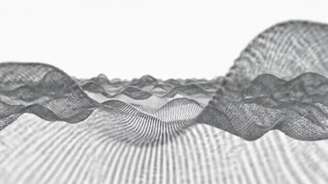 Abstract digital landscape with flowing wave patterns and light