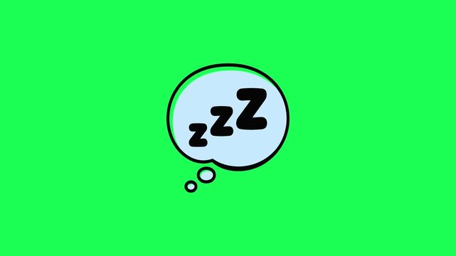 Cartoon sleep bubble with the letters zzz on a green background