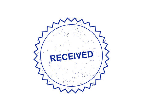 Blue ink rubber stamp with the word received inside a jagged circular frame isolated on transparent background