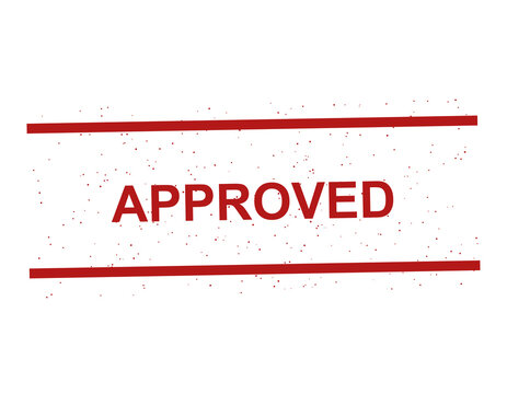 Red grunge rubber stamp with the word approved and horizontal lines isolated on transparent background