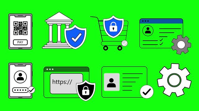 Green Website Security Interface With Shield And Lock, Secure Web Protection Animation