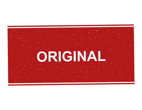 Red rubber stamp with the word original in white text and a textured grunge effect isolated on transparent background
