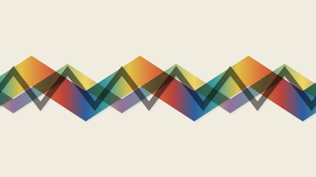 Colorful geometric zigzag pattern on cream background. 2d animation