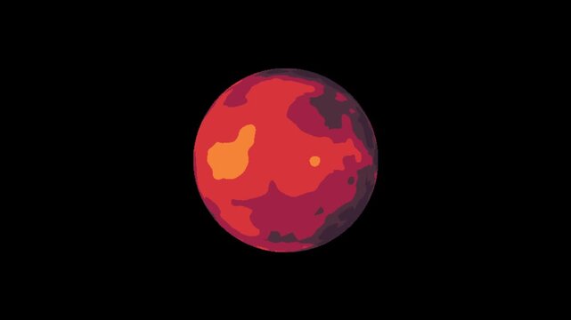 red planet rotation animation in pixel art style with black screen background