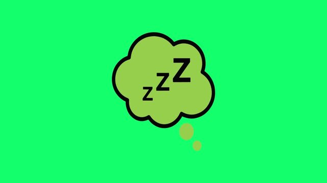 Dreaming thought bubble with zzz letters on a vibrant green background