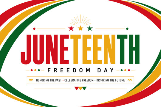Juneteenth Freedom Day Graphic with Pan-African Colors and Motto