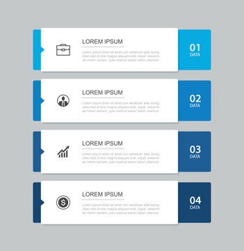 Infographic template with four steps vertical banner business presentation layout design.