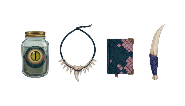 Collection of Fantasy Magic Items and Ritual Accessories