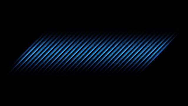Abstract Glowing Blue Diagonal Slanted Lines on Black Background