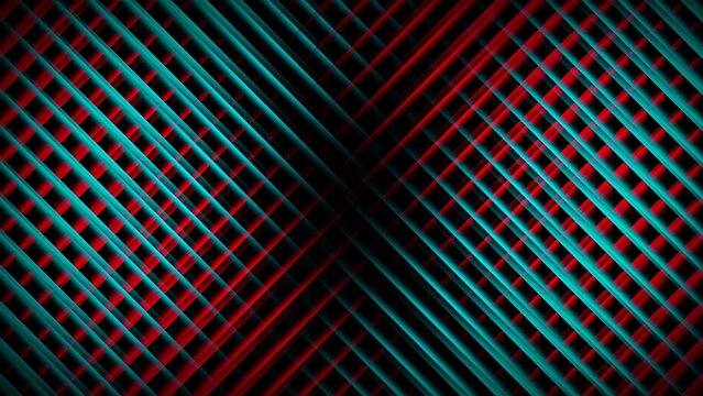 Abstract Neon Cyan and Red Diagonal Stripe Geometric Grid Background