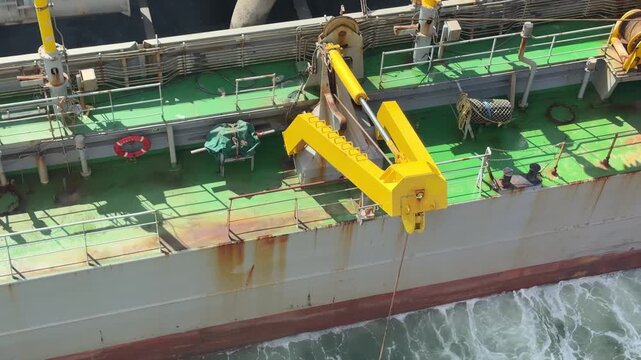 dredger ship in work.