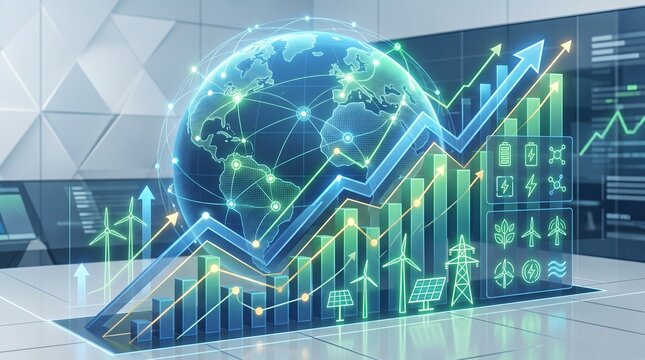 Global Electricity Price Growth and Green Energy Investment Financial Concept