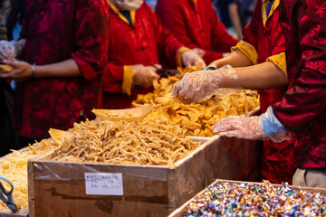 Fototapeta premium Dried Goods Vendor at Dihua Street New Year Market
