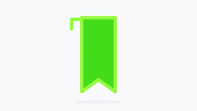 Green Bookmark Ribbon Icon Animation for Web and App Interface Save Button Graphic on White Background
